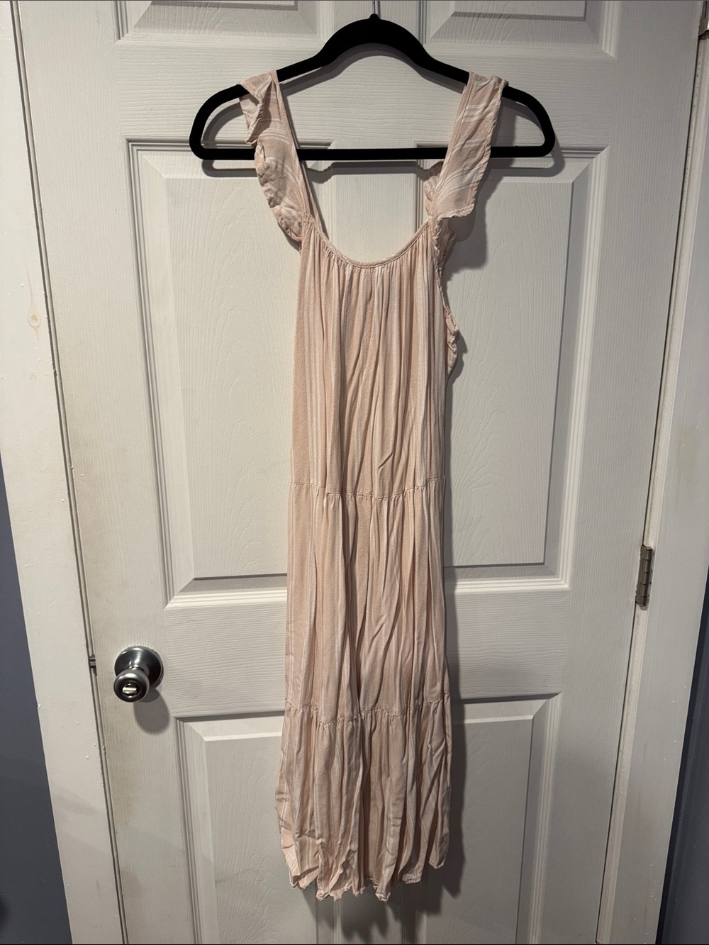Como Vintage Soft Blush Ruffle Strap Maxi Dress